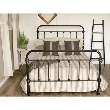 Grain Sack Stripe Cream Pewter Queen Bed Cover CQ165065 - The Fox Decor